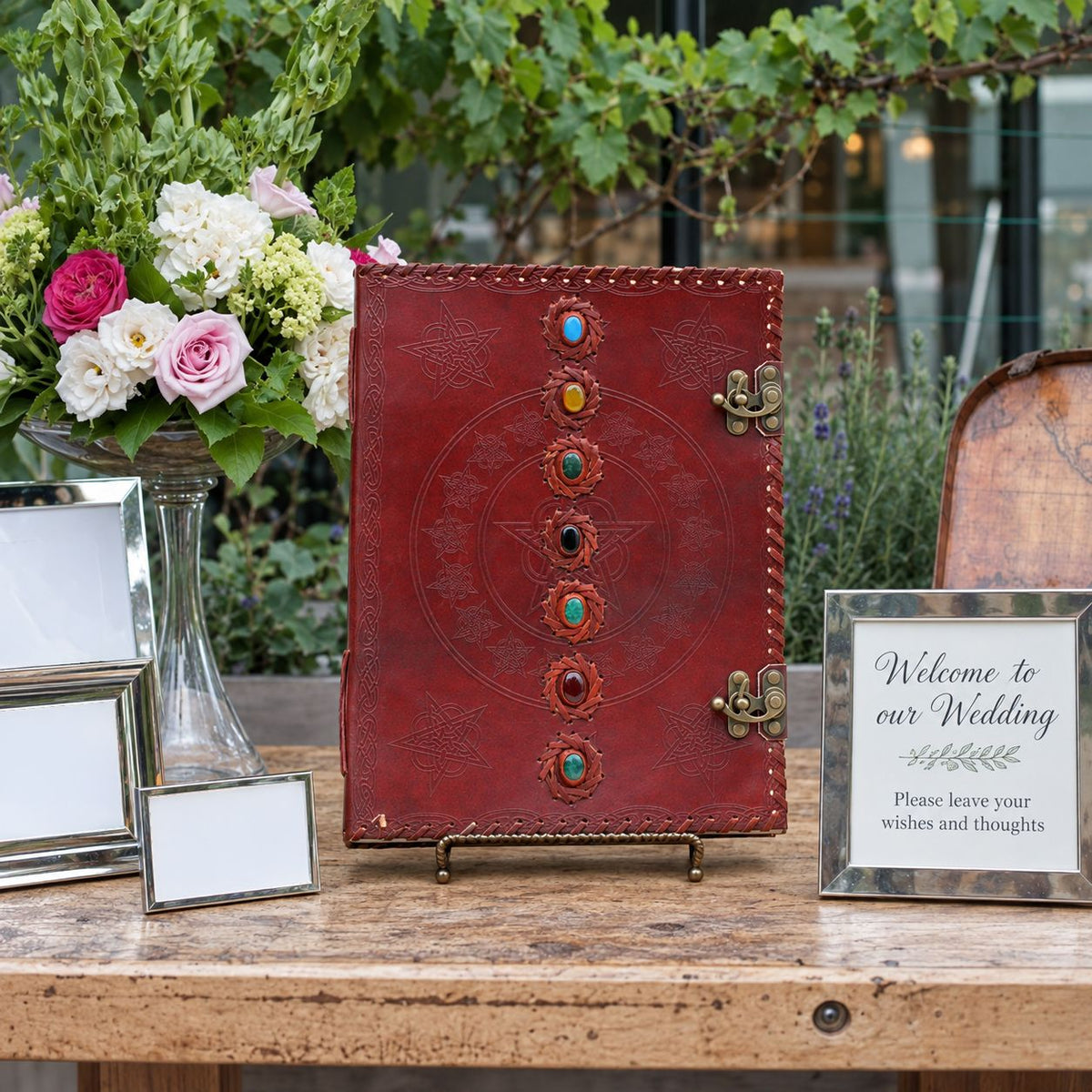 Huge 7 Chakra Leather Book - 10x13 (200 pages)