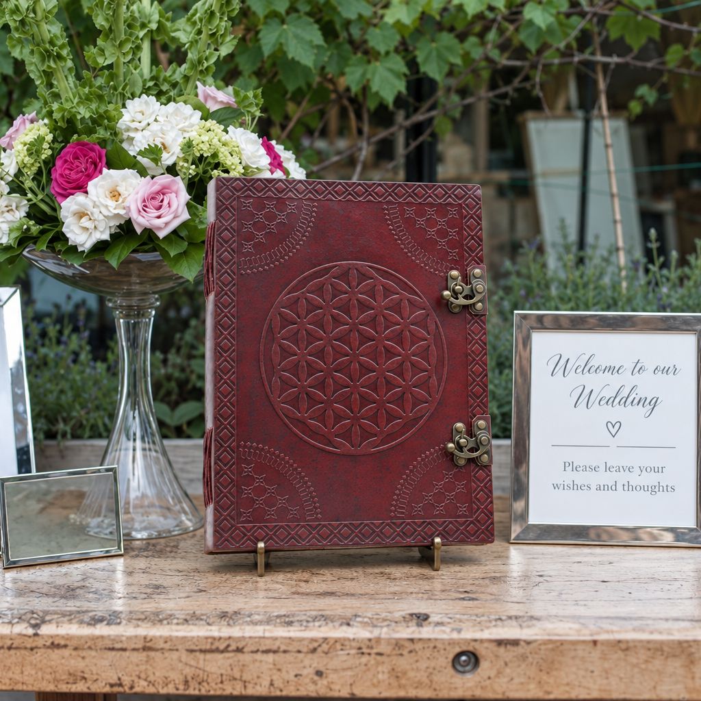 Huge Flower of Life Leather Book 10x13 (200 pages)